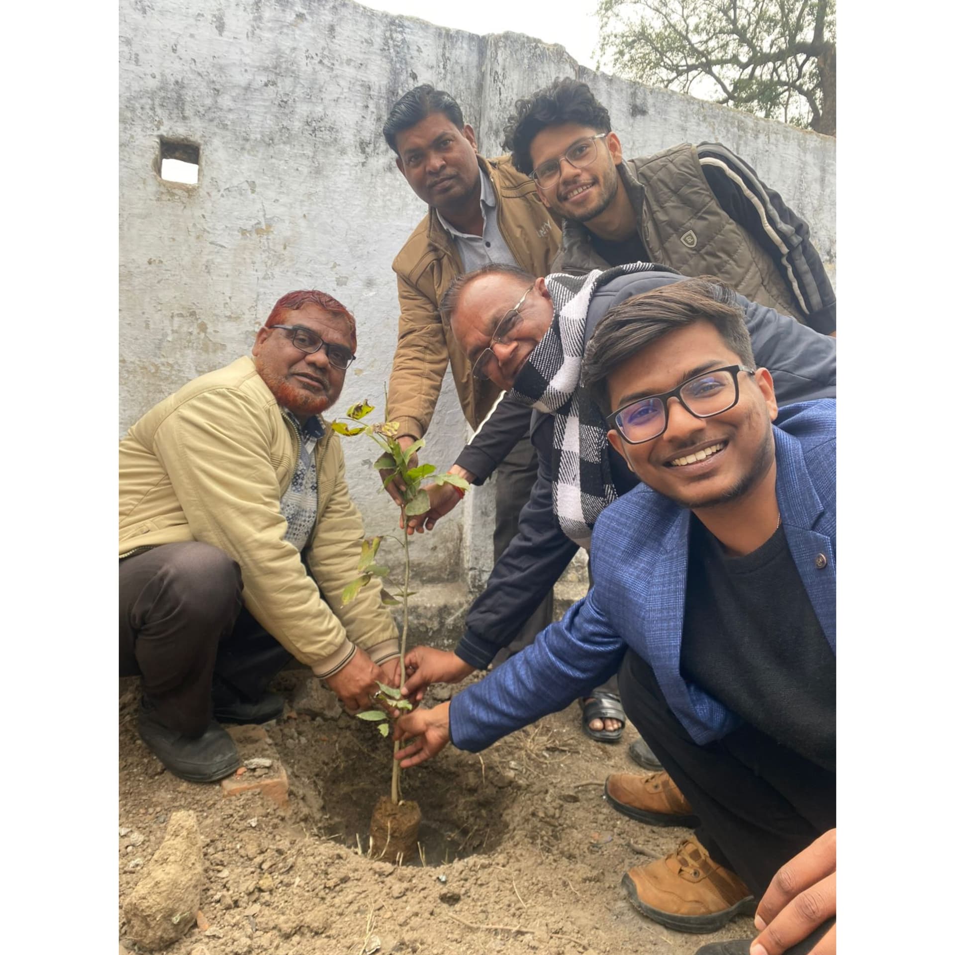 Students planting trees