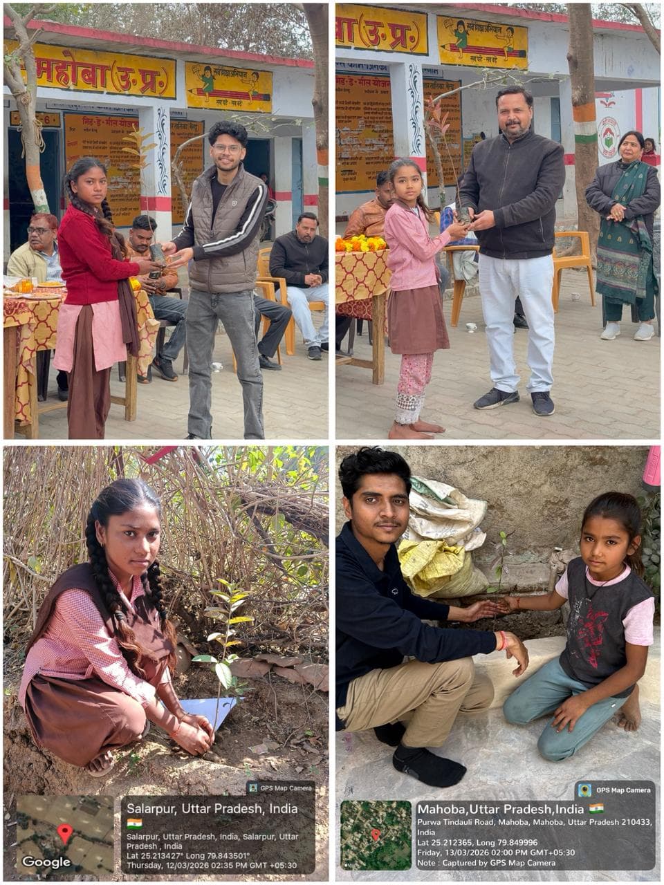 “My Plant, My Responsibility” — a student plants and adopts a sapling at Salarpur, Uttar Pradesh. Every planting is GPS-stamped so survival can be tracked.