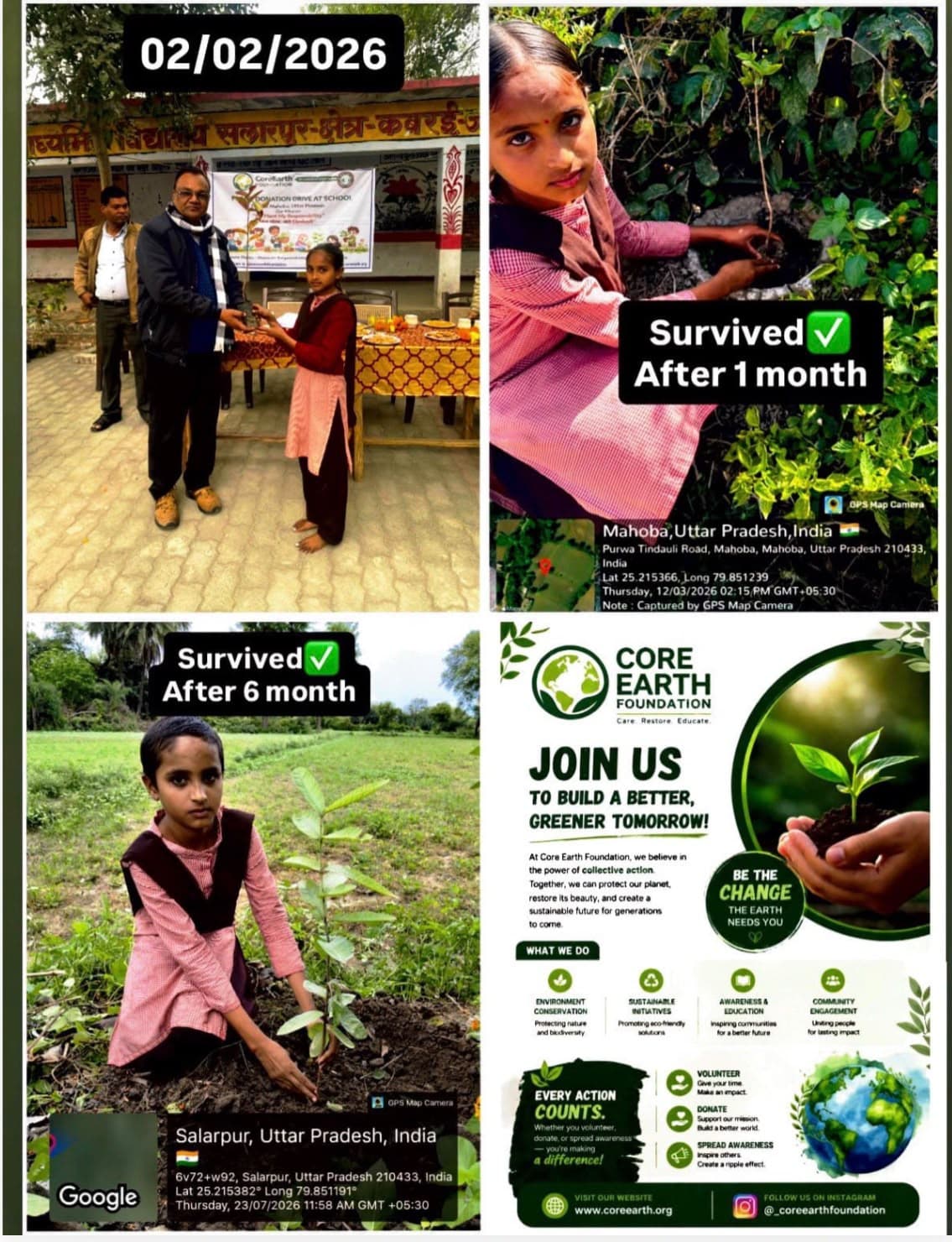 Plant Donation Drive at a school in District Mahoba — every student receives a sapling to care for as their own.